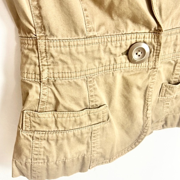 ZINC | 🤎 Light Brown Faded worn V-Nexk Blazer Style Lightweight Jacket Top - Picture 7 of 9